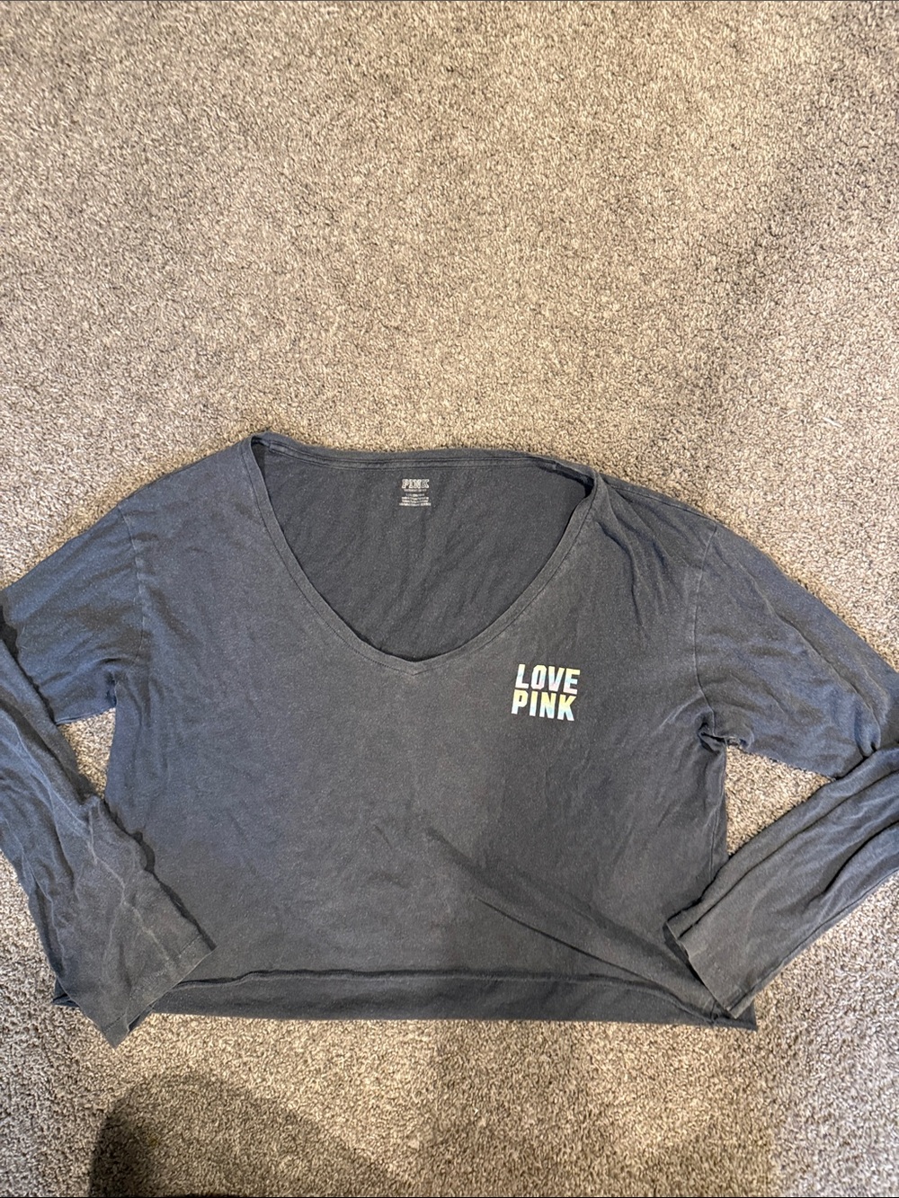 PINK Victoria's Secret Black Graphic Crewneck Top